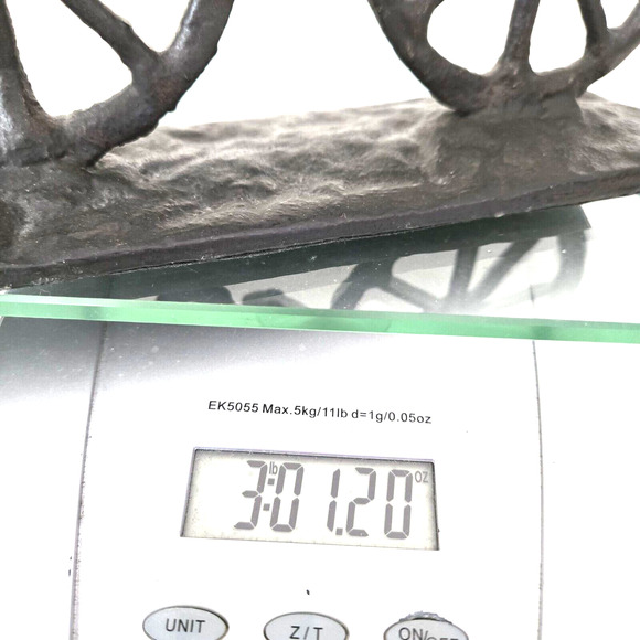Vtg Brutalist Cast Iron Metalwork Cyclist Bicycle Sculpture Bookend Decor *READ* - Picture 11 of 11